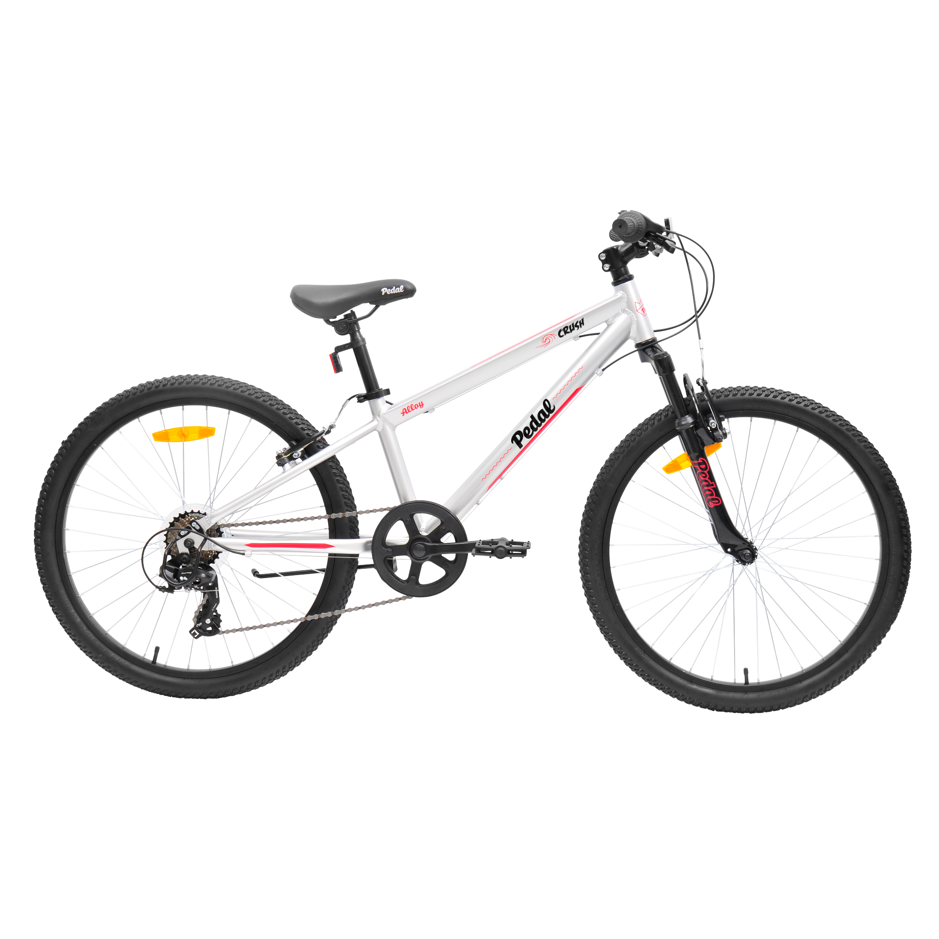 Pedal Crush 24 Kids Mountain Bike Silver/Red