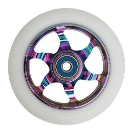 Flavor Scooter Wheel Awakening 110mm Neo Chrome Rim, White Tyre