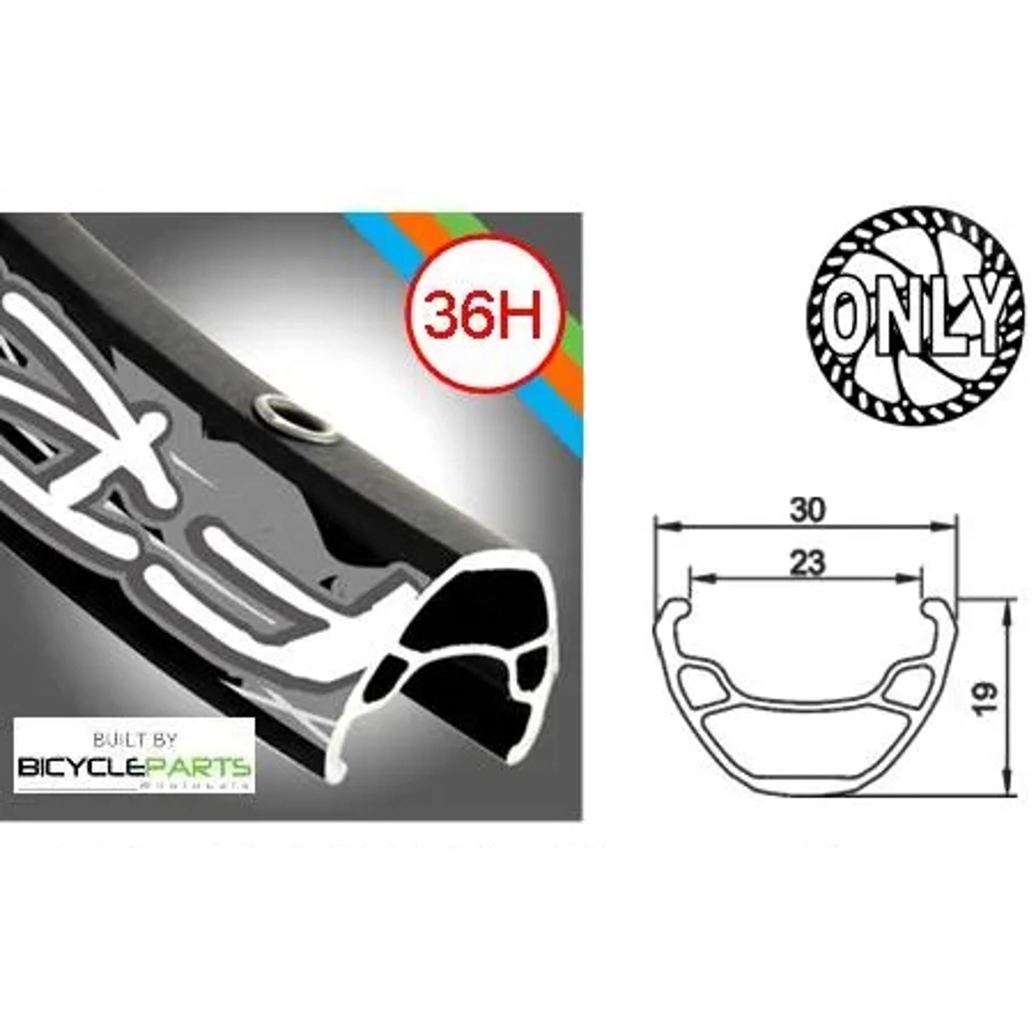 Alexrims FR30 Single-Speed Nutted MTB Rear Wheel 26'' Black