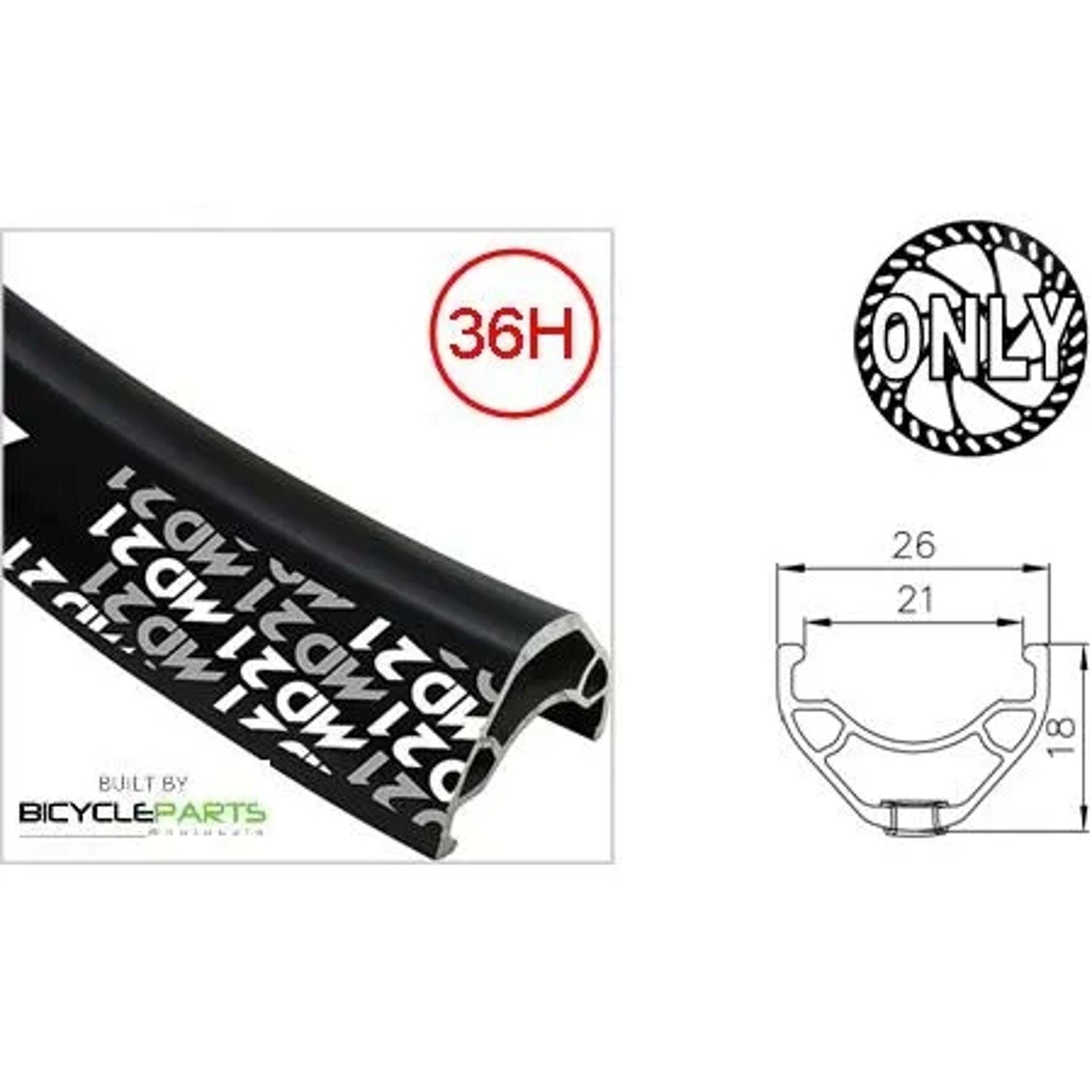 Alexrims MD21 Novatec Alloy MTB Rear Wheel 26'' Black