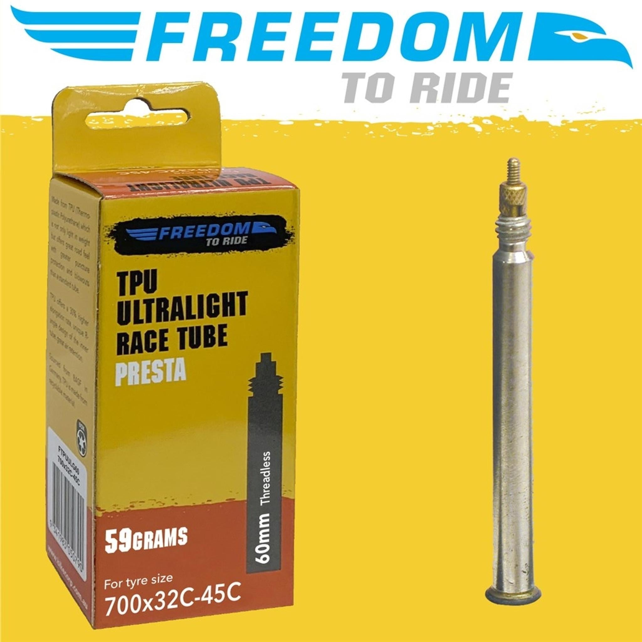 Freedom TPU Ultralight Presta Valve Inner Tube 700 x 32-45c 60mm
