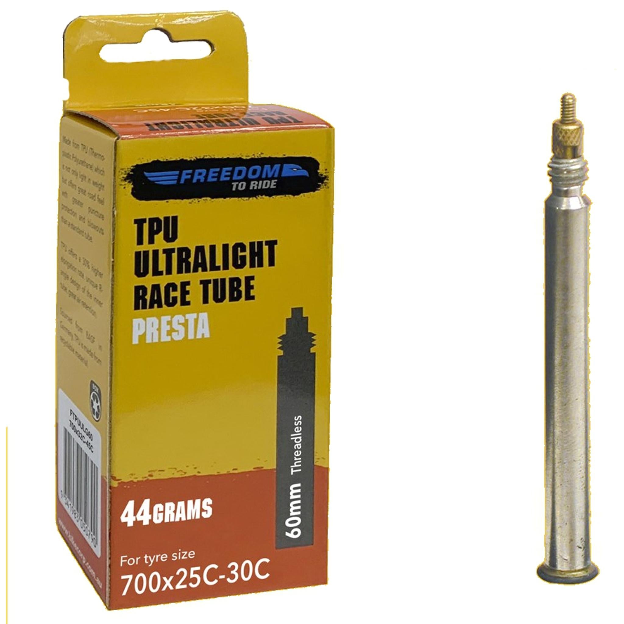 Freedom TPU Ultralight Presta Valve Road Tube 700x25-30c 60mm