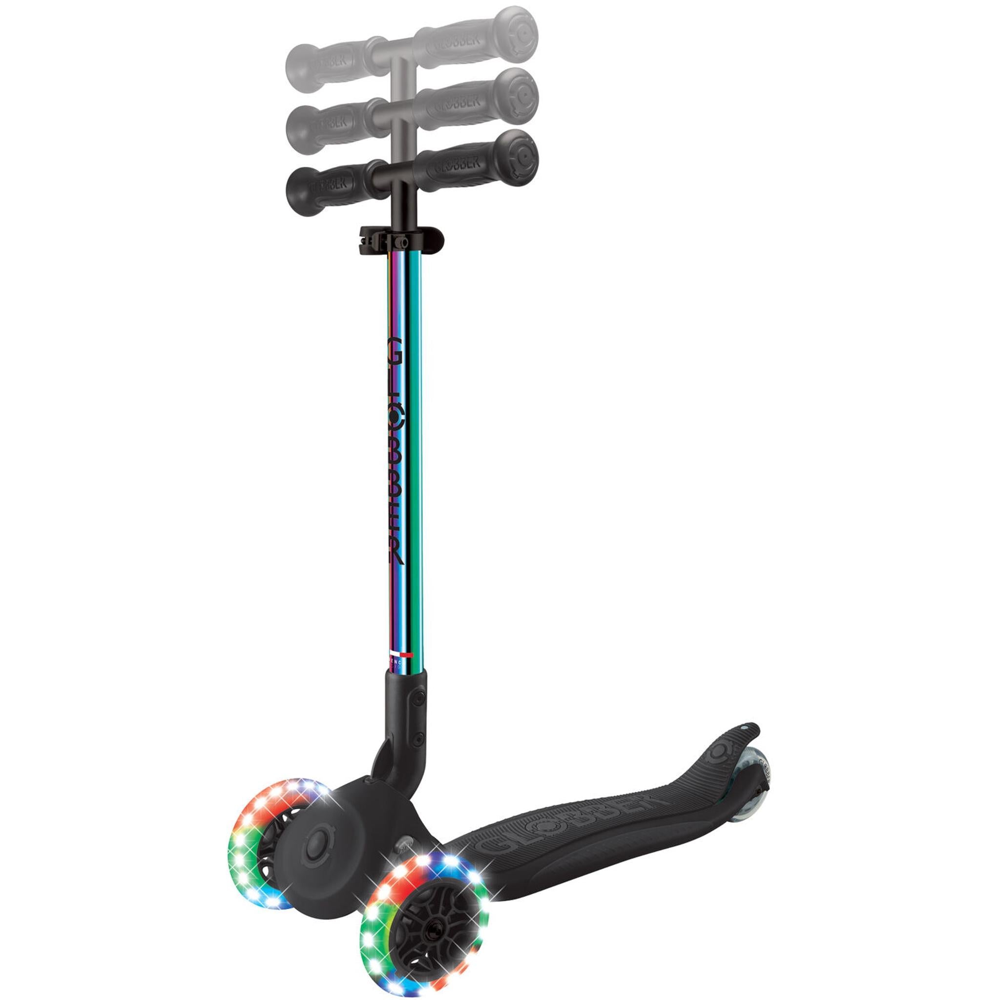 Globber Primo 3-Wheel Foldable Kids Scooter with Lights Neochrome