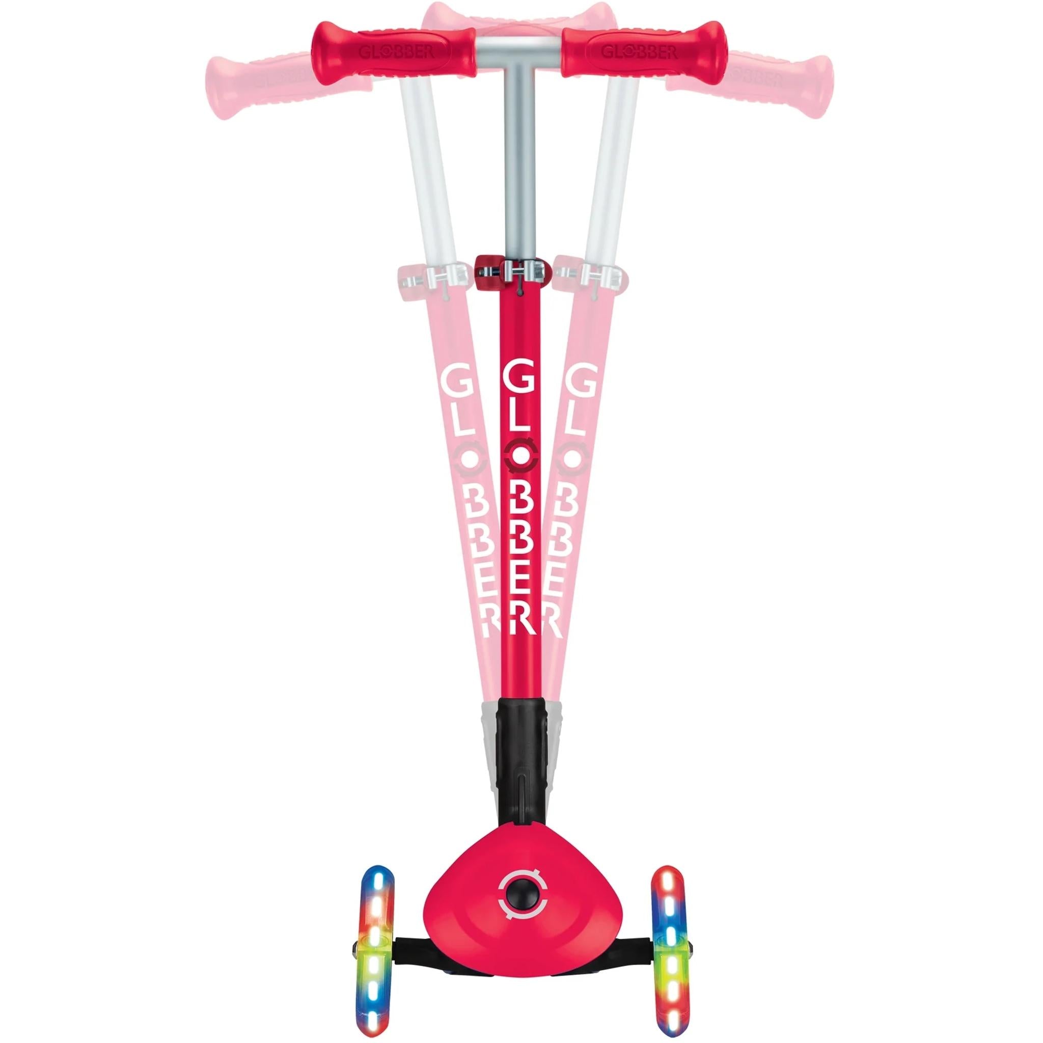 Globber Primo Foldable 2 Wheel Kids Scooter with Light Up Wheels Red