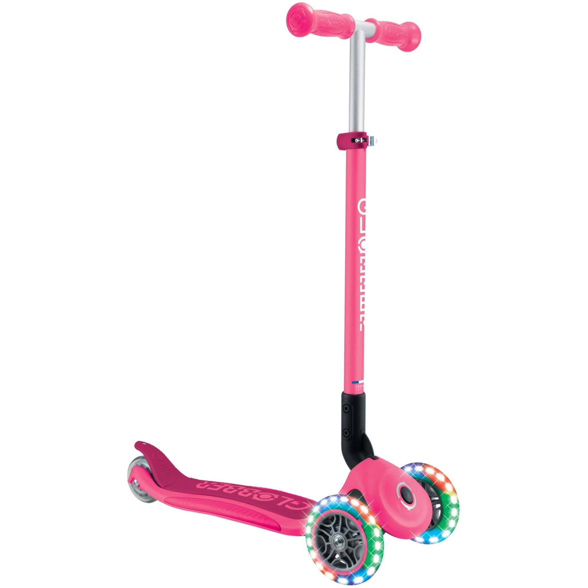 Globber Primo Foldable Lights Kids Scooter Fuschia/Fuschia