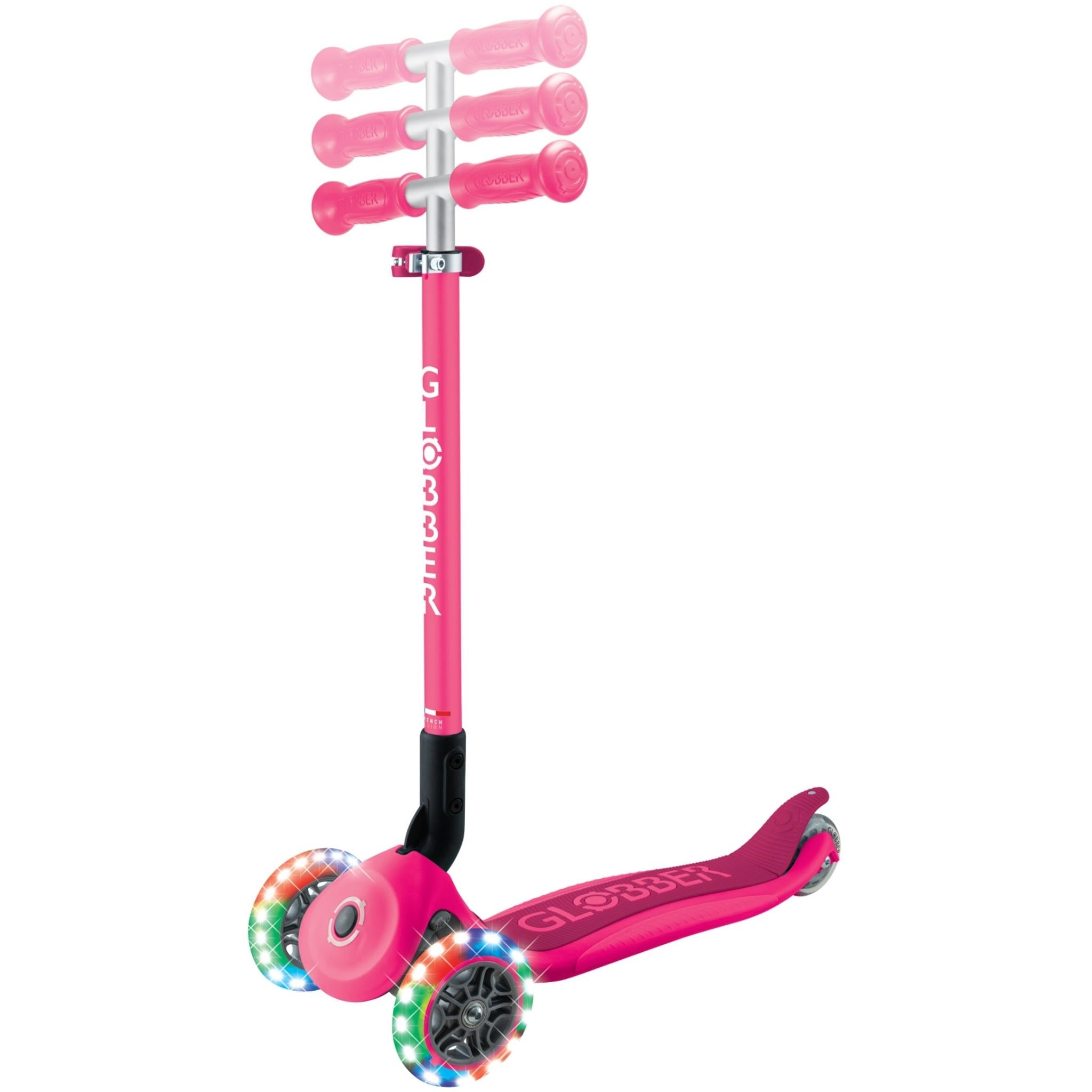Globber Primo Foldable Lights Kids Scooter Fuschia/Fuschia