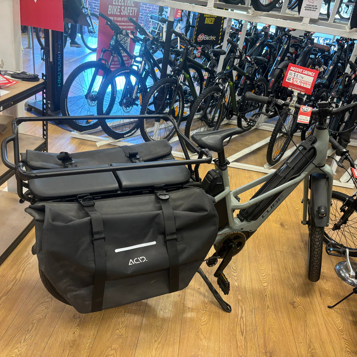 EX-DEMO Cube Longtail Sport Hybrid 725 Electric Cargo Bike Swamp Grey Reflex