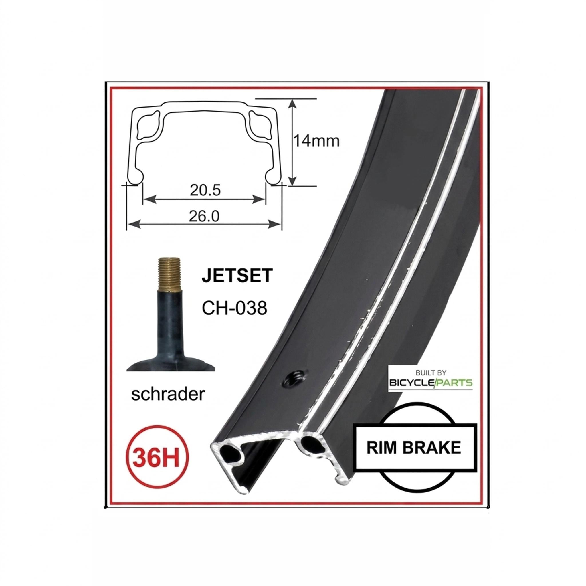 Jetset QR Kids MTB Rear Wheel 36H 24'' 135mm OLD