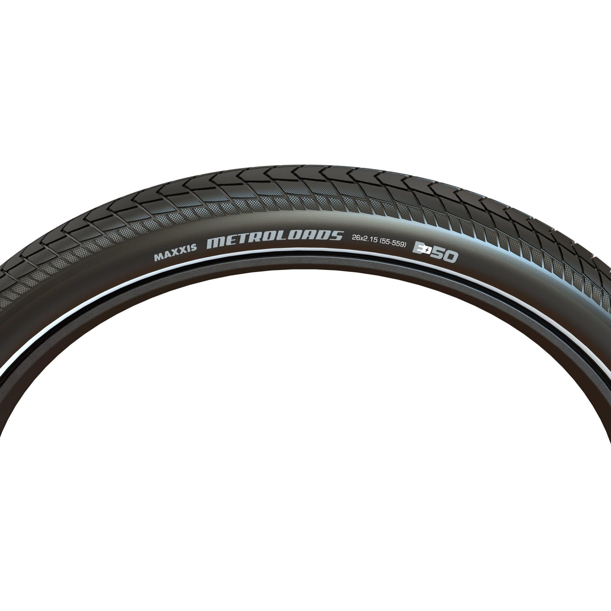 Maxxis Metroloads Wire Bead Commuter/Cargo Tyre 26x2.15'' Black with Reflective Stripes