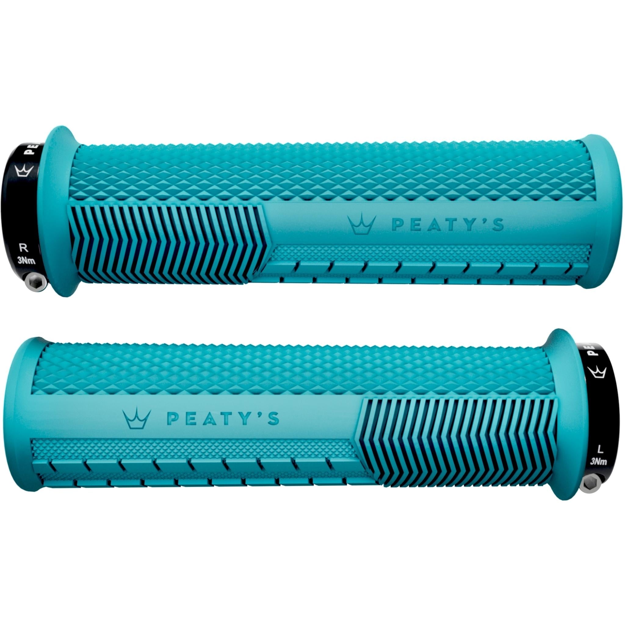 Peatys Monarch Knurl Grips Thick 130x32-34mm Turquoise