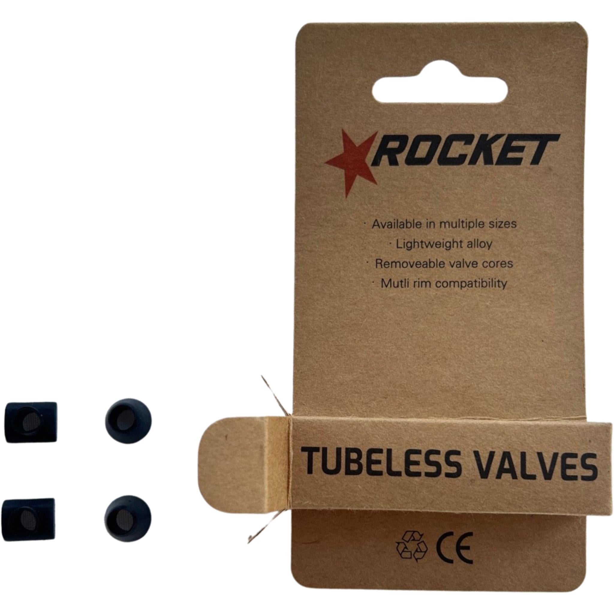 Rocket Removable Road/MTB Presta Tubeless Valves Pair 80mm Black
