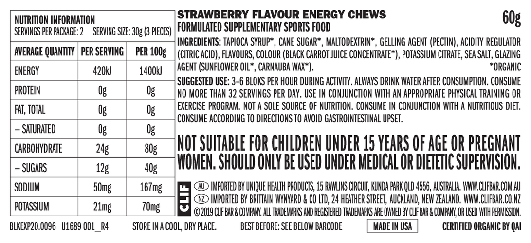 CLIF Bloks Energy Chews 60g Strawberry