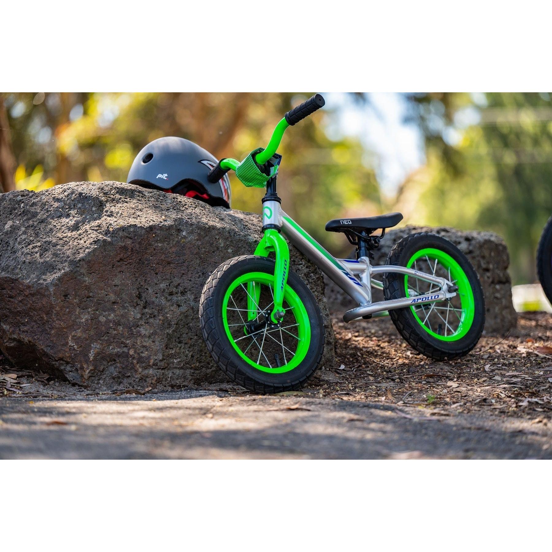 Neo+ Jr 12'' Balance Bike Silver/Neon Green/Navy Blue