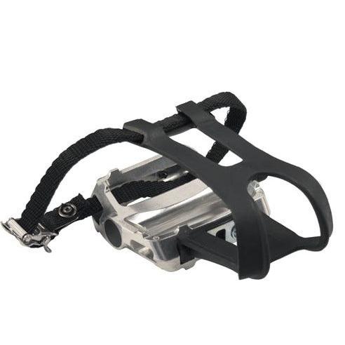Azur Alloy Pedal with Toeclip & Strap Set Silver