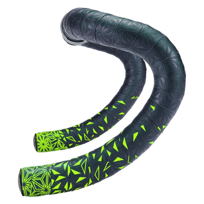 Supacaz Super Sticky Kush - Star Fade - Neon Green + Ano Black Plugs