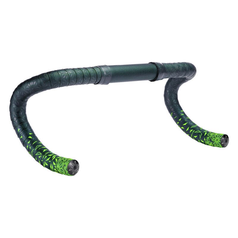 Supacaz Super Sticky Kush - Star Fade - Neon Green + Ano Black Plugs
