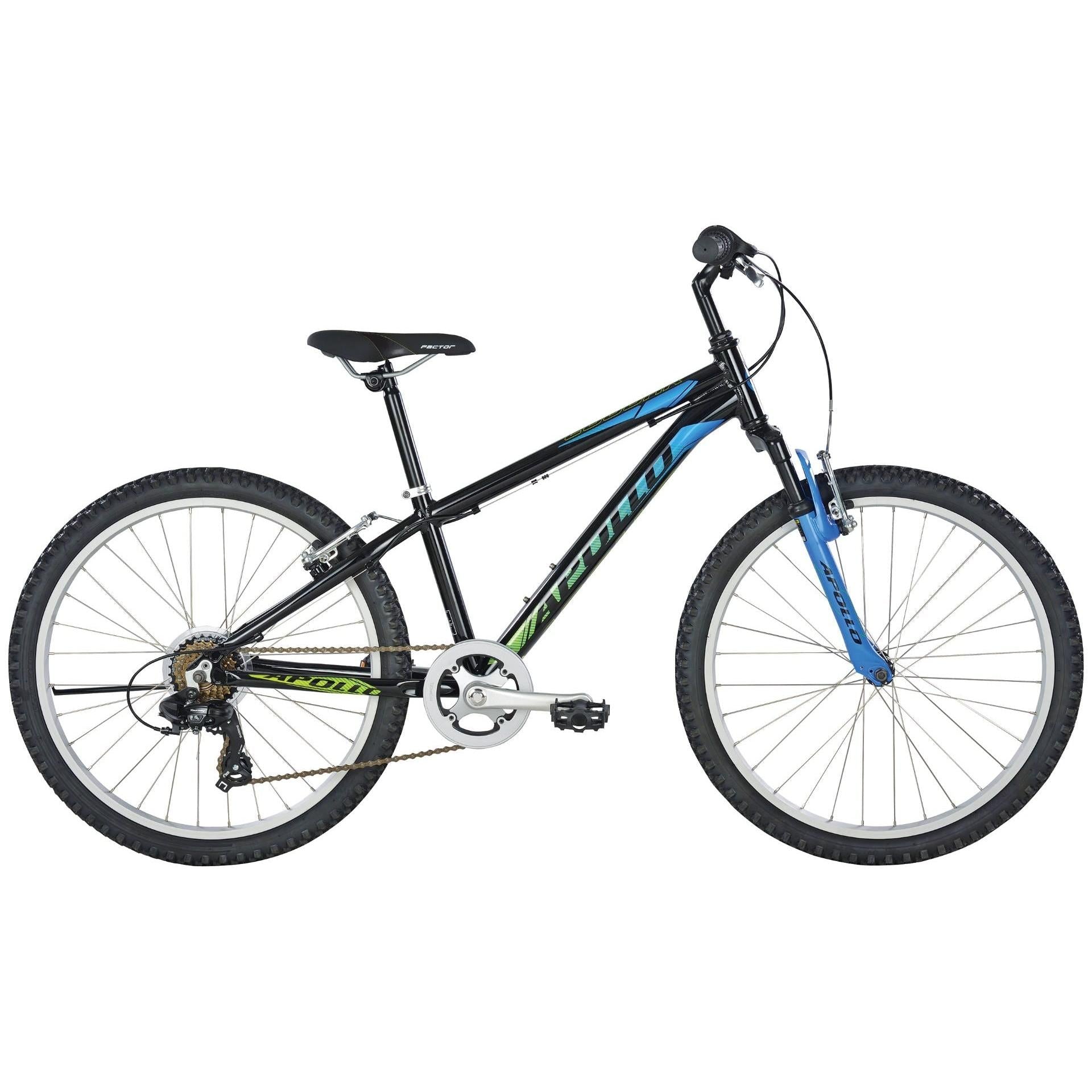 Apollo Cougar 24" Kids Mountain Bike Black/Blue/Lime (2019)