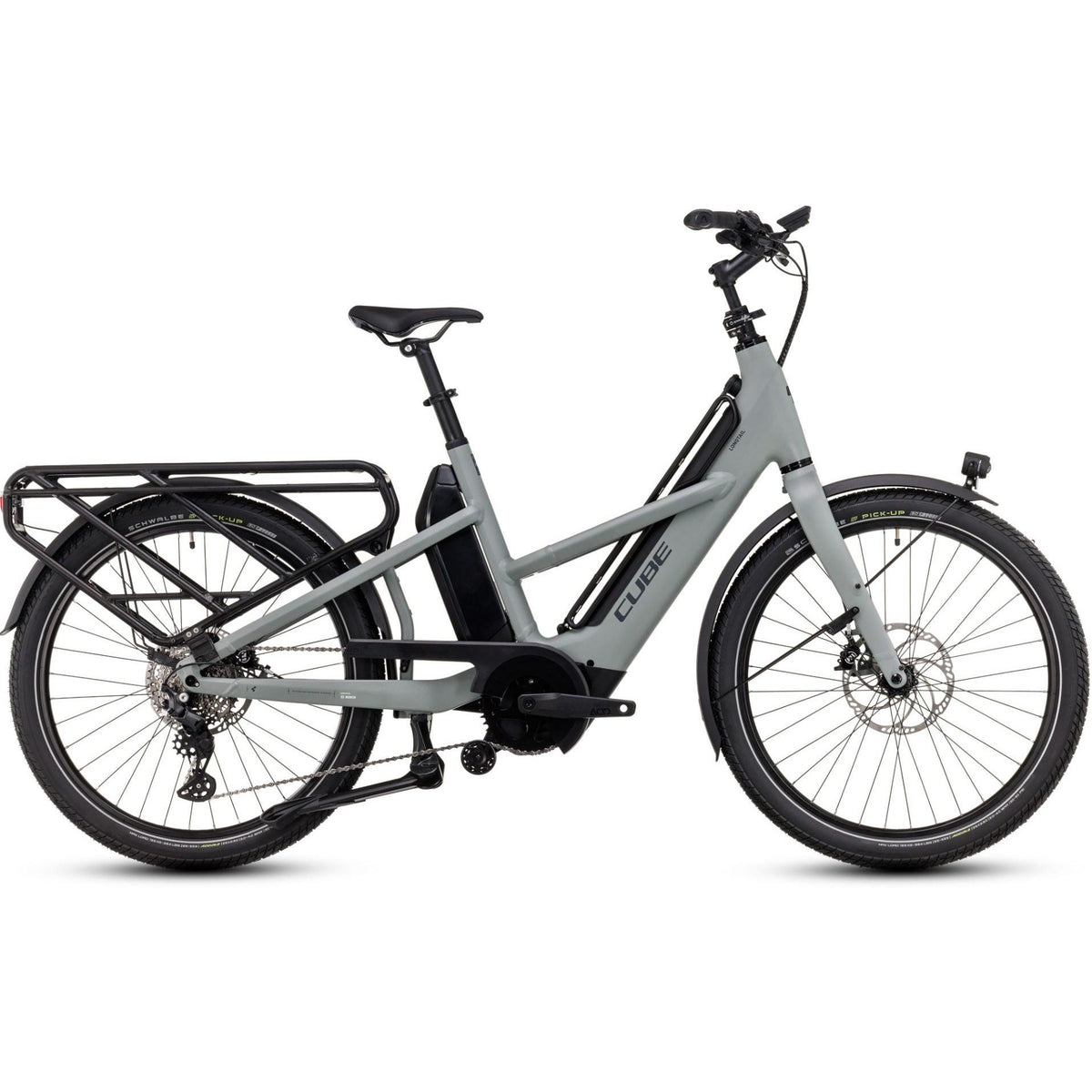 EX-DEMO Cube Longtail Sport Hybrid 725 Electric Cargo Bike Swamp Grey Reflex