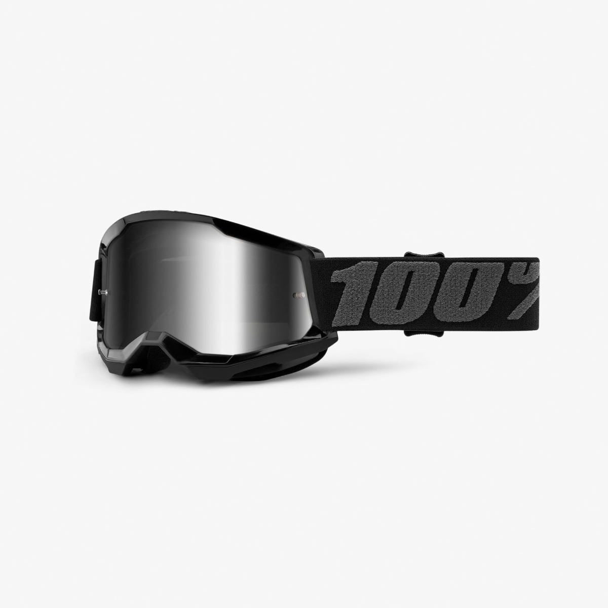100% Strata 2 Youth Goggles Black/Mirror Silver Lens