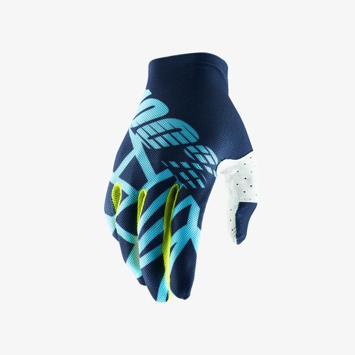100% Celium 2 Gloves Navy/Ice Blue/Fluo Lime