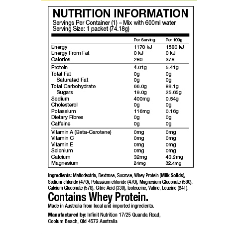 Infinit Nutrtition GO FAR Electrolyte & Carbohydrate Powder Lemon/Lime