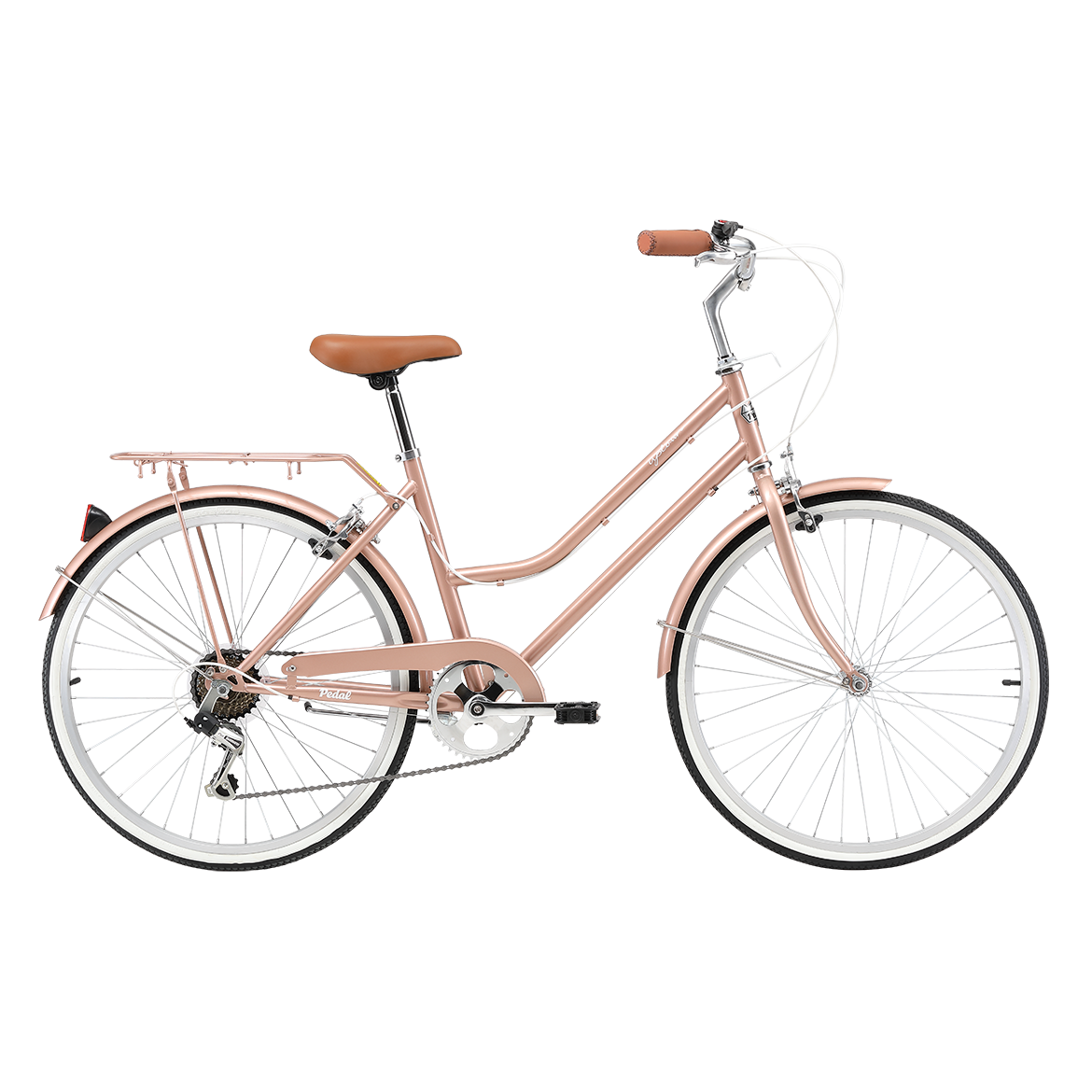 Pedal Uptown Junior 24'' Kids Vintage Cruiser Bike Rose Gold