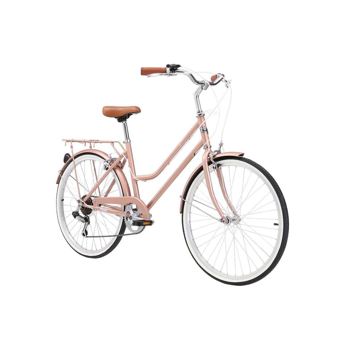 Pedal Uptown Junior 24'' Kids Vintage Cruiser Bike Rose Gold