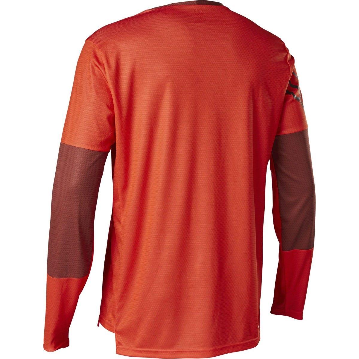 FOX Defend Moth Long Sleeve Jersey Fluoro Red