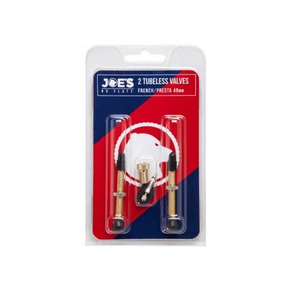 Joe's Presta Tubeless Tyre Valves Twin Pack 48mm Rounded Base