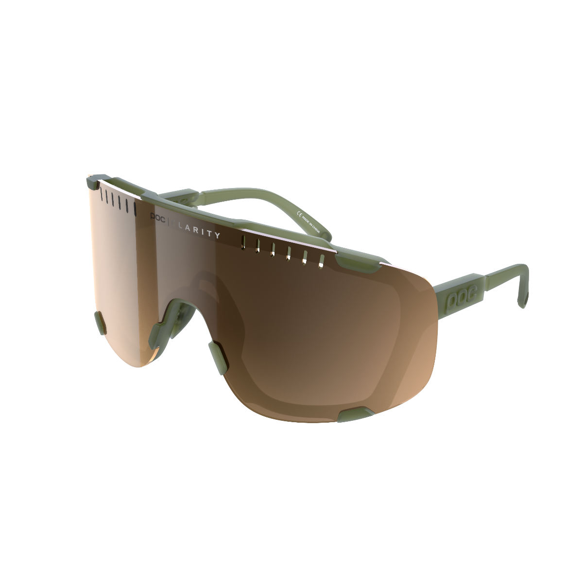 POC Devour Sunglasses Translucent Epidote Green With Brown/Silver Mirror Lens