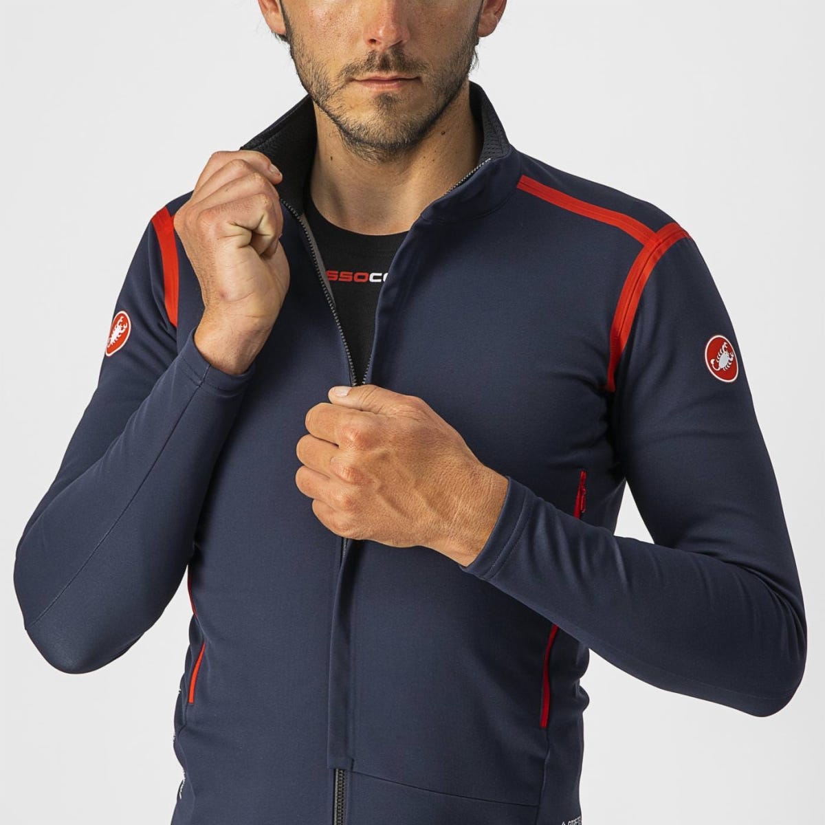 Castelli Perfetto Rosso Corsa LS Jersey Savile Blue