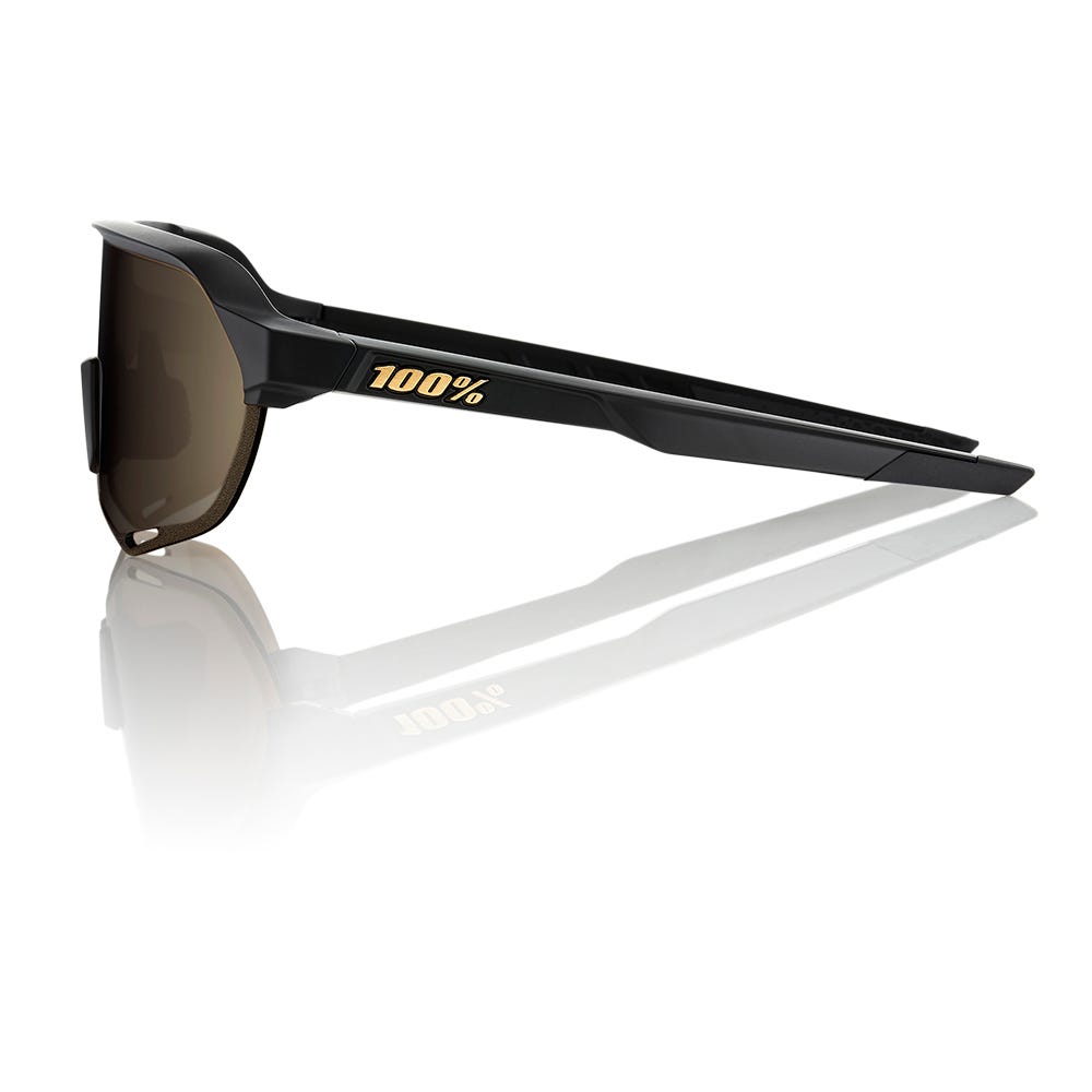 100% S2 Soft Tact Sunglasses Matte Black with Gold Lens