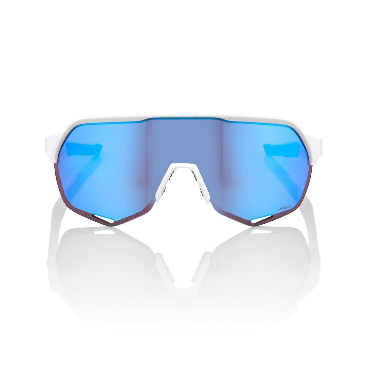 100% S2 Sunglasses Matte White with HiPER Blue Lens