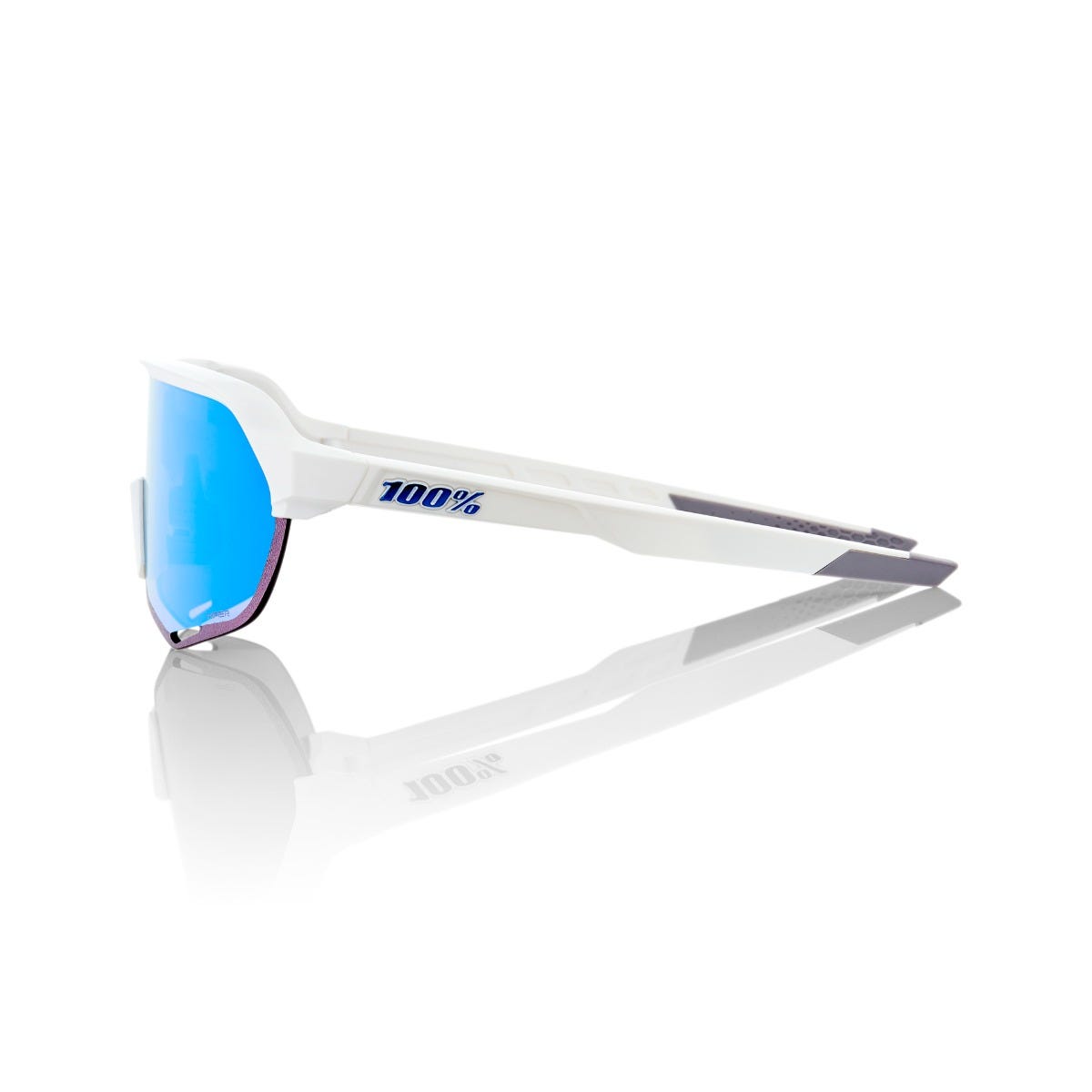 100% S2 Sunglasses Matte White with HiPER Blue Lens