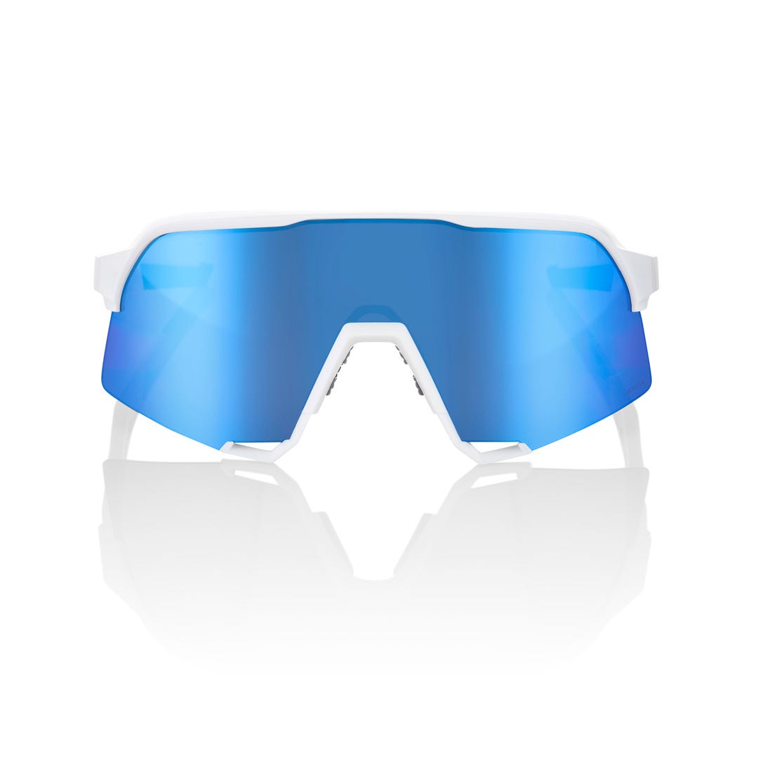 100% S3 Sunglasses Matte White with HiPER Blue Lens
