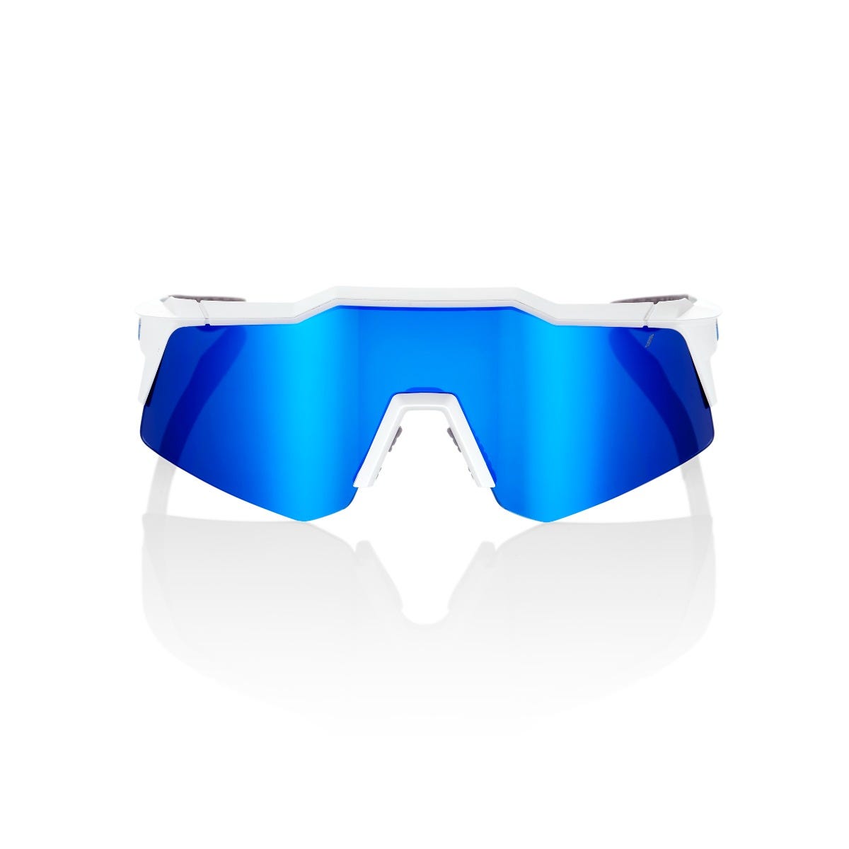 100% Speedcraft XS Sunglasses Matte White with Blue Mirror Lens