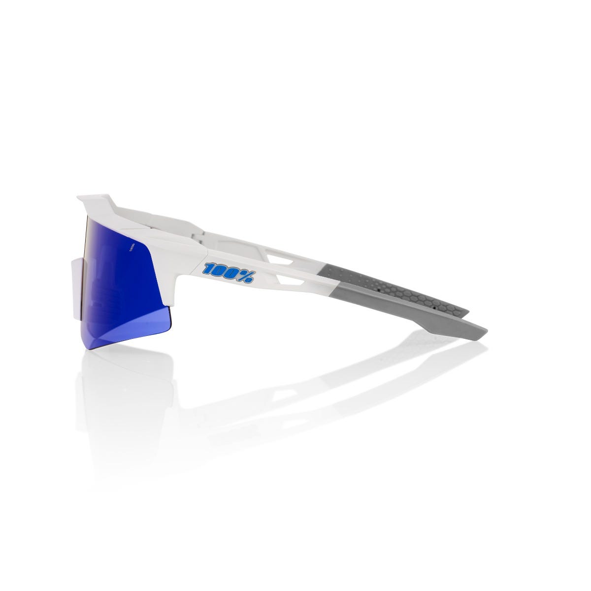 100% Speedcraft XS Sunglasses Matte White with Blue Mirror Lens