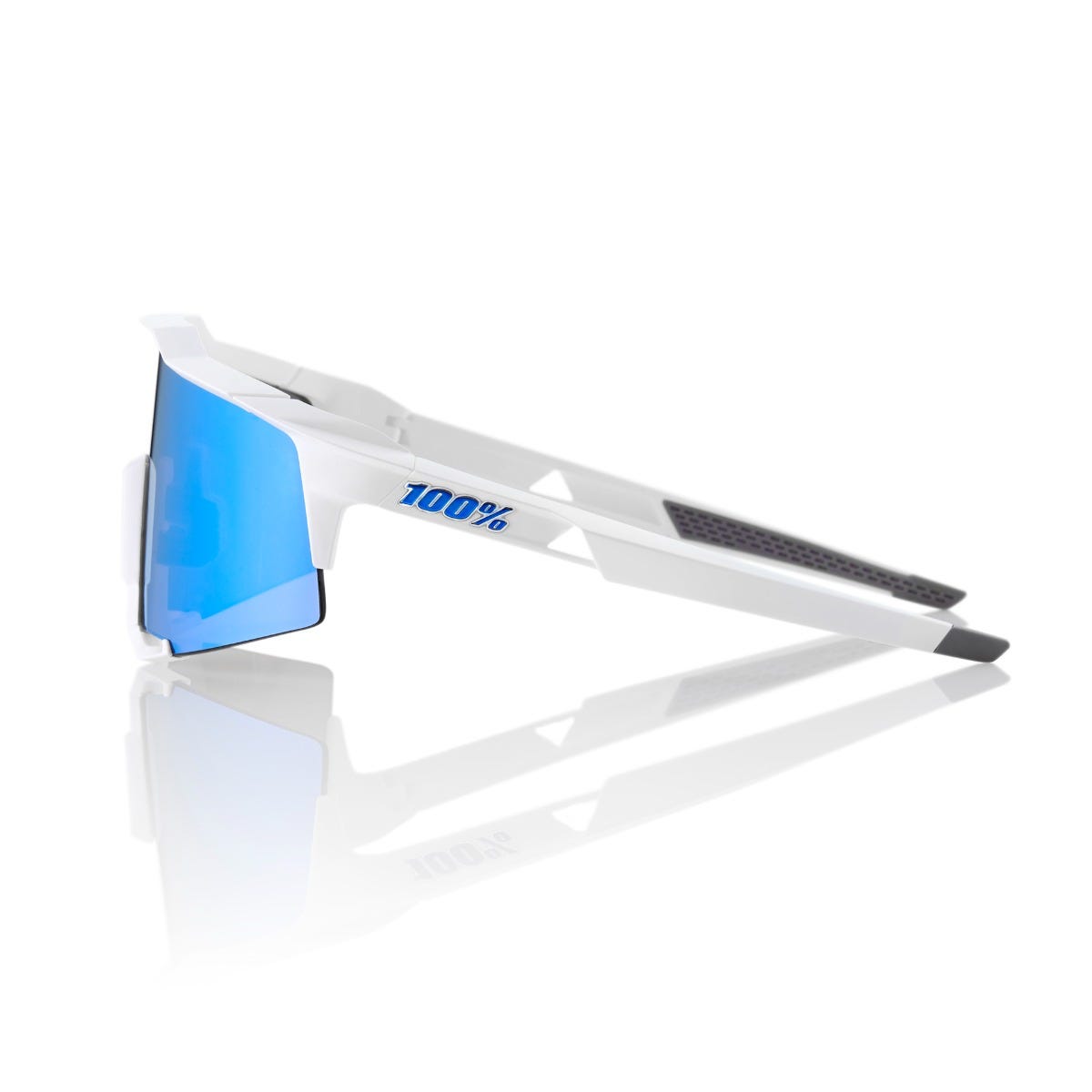 100% Speedcraft Sunglasses Matte White with HiPER Blue Lens